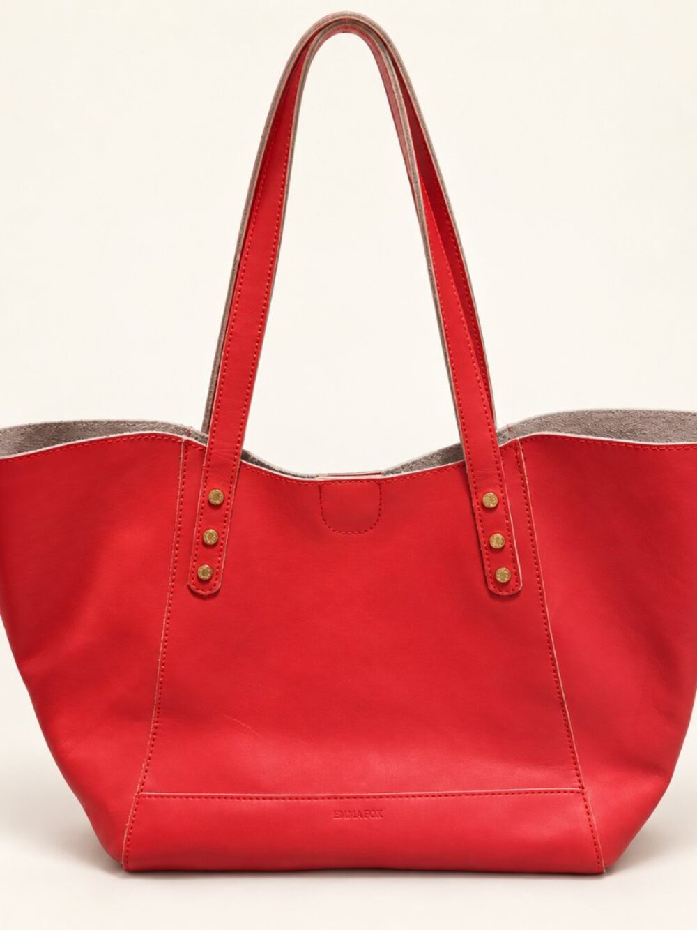 Emma Fox Red Genuine Leather Tote Bag